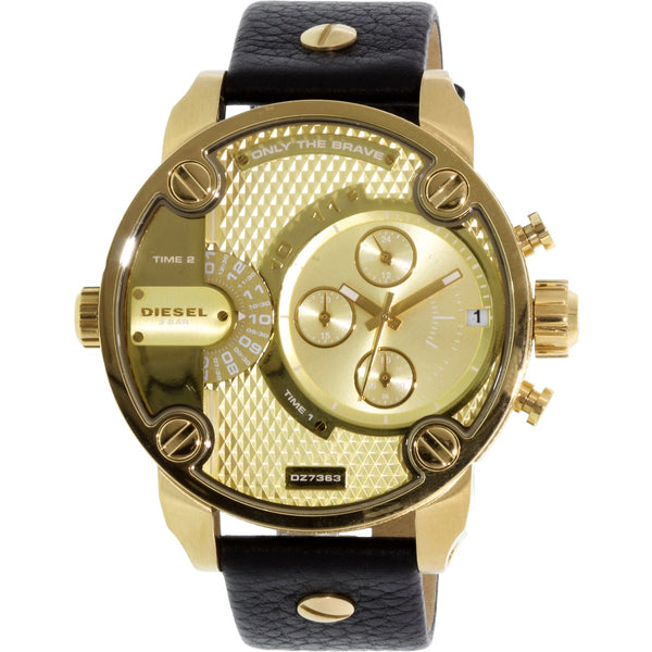 Diesel Mr Daddy Gold Dial Black Leather Strap Watch For Men - DZ7363 Buy Now By Diesel