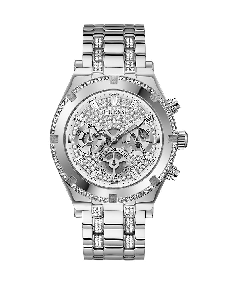Shop Guess Continental Silver Dial Silver Steel Strap Watch for Men - GW0261G1 in USA