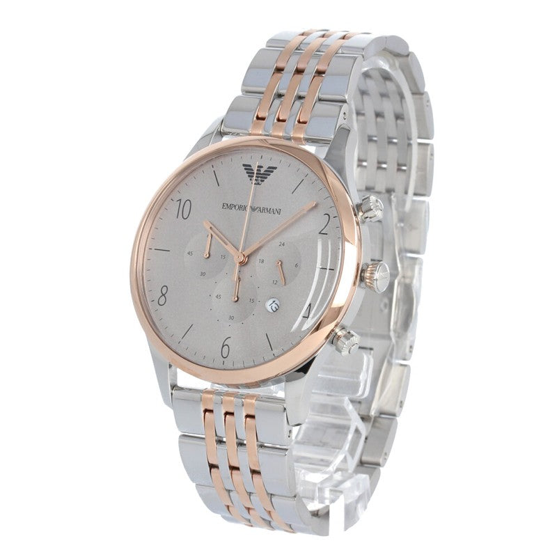 Emporio Armani Classic Silver Dial Two Tone Steel Strap Watch For Men - AR1839