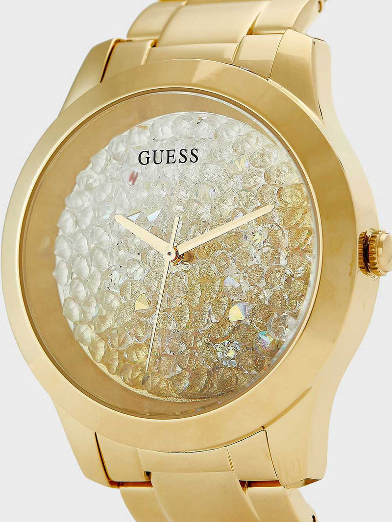 Shop Guess Crush Gold Dial Gold Steel Strap Watch For Women - GW0020L2 in USA