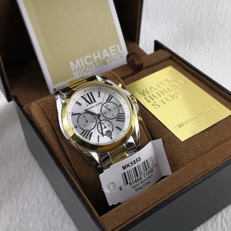 Michael Kors Bradshaw Chronograph Silver Dial Two Tone Steel Strap Watch For Women - MK5855 Buy Now By Michael Kors