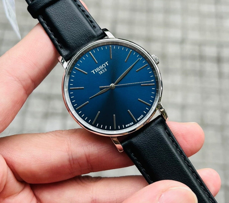 Tissot Everytime Gent Blue Dial Black Leather Strap Watch for Men - T143.410.16.041.00 Buy Now By Tissot