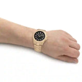 Michael Kors Everest Three-Hand Black Dial Gold Steel Strap Watch For Men - MK9078 Buy Now By Michael Kors