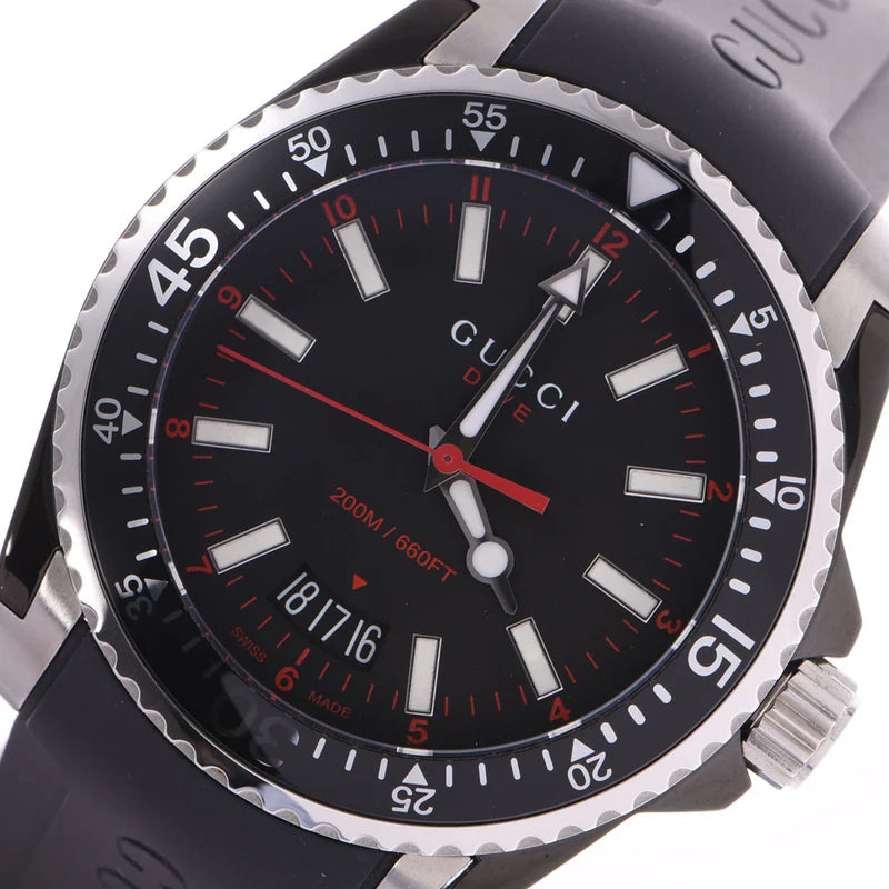 Shop Gucci Dive Quartz Black Dial Black Rubber Strap Watch For Men - YA136303 in USA