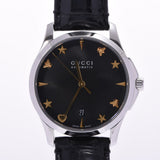 Gucci G Timeless Automatic Black Dial Black Leather Strap Watch For Women - YA126469
