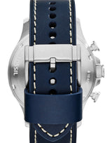 Fossil Nate Chronograph White Dial Blue Leather Strap Watch for Men - JR1480 Buy Now By Fossil