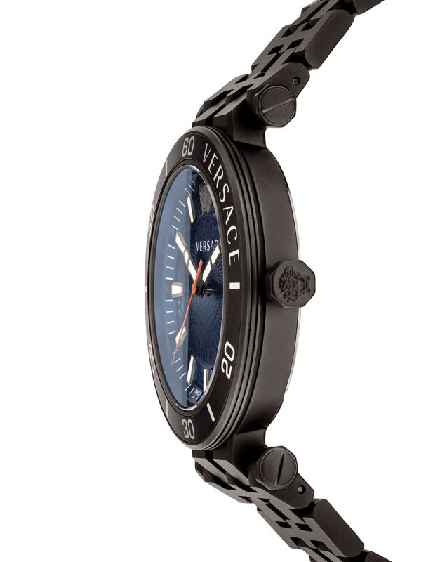 Versace Greca Sport Quartz Black Dial Black Steel Strap Watch For Men - VEZ300621 Buy Now By Versace