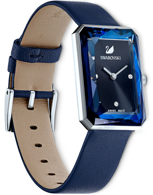 Shop Swarovski Uptown Crystal Blue Dial Blue Leather Strap Watch for Women - 5547713 in USA