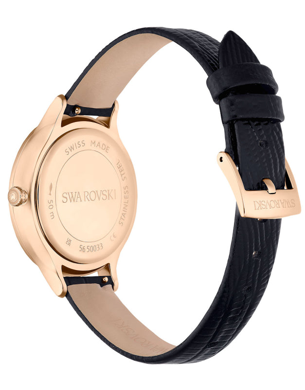 Swarovski Octea Nova Black Dial Black Leather Strap Watch for Women - 5650033 Buy Now By Swarovski