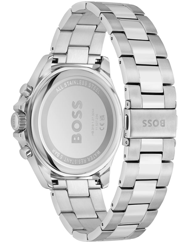 Hugo Boss Troper Chronograph Blue Dial Silver Steel Strap Watch For Men - 1514057 Buy Now By Hugo Boss