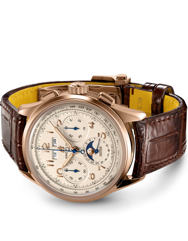 Breitling Premier B25 Datora 42 White Dial Brown Leather Strap Watch for Men - RB2510371G1P1