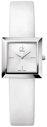 Calvin Klein Mark Silver Dial White Leather Strap Watch for Women - K3R231L6 Buy Now By Calvin Klein