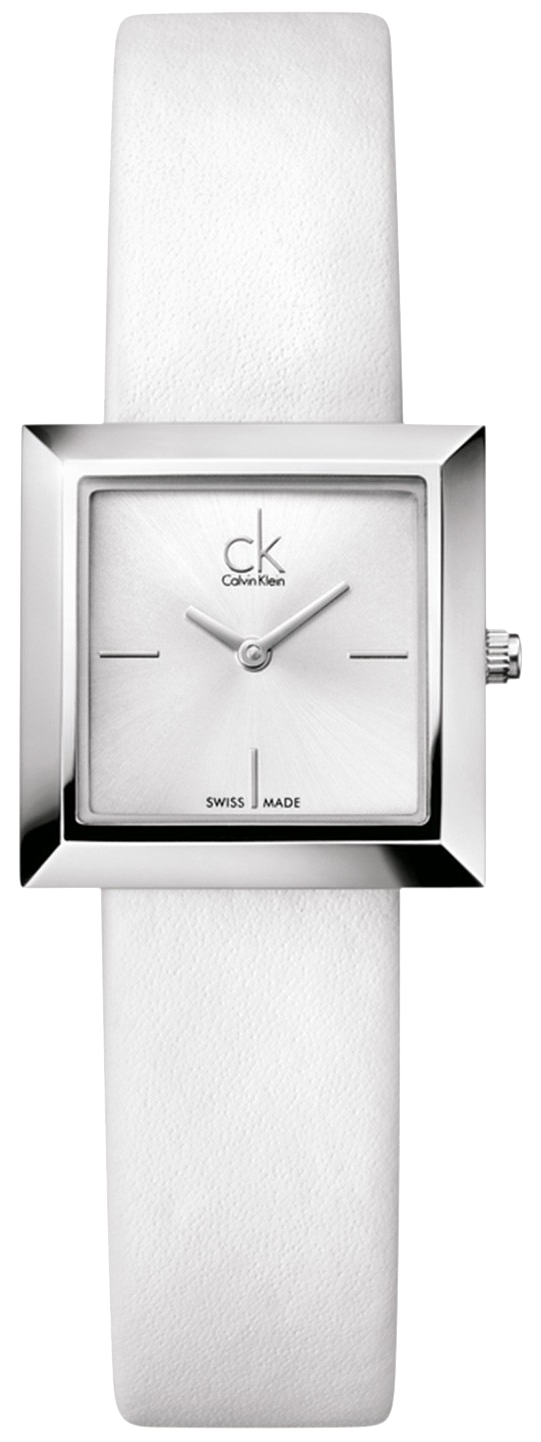 Calvin Klein Mark Silver Dial White Leather Strap Watch for Women - K3R231L6 Buy Now By Calvin Klein