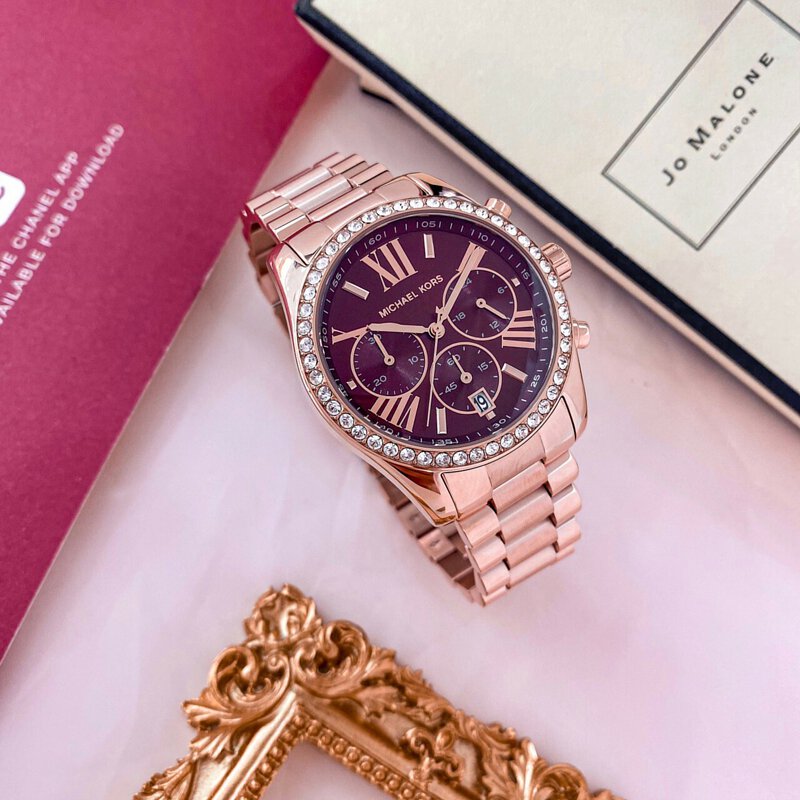Michael Kors Lexington Chronograph Red Dial Rose Gold Steel Strap Watch For Women - MK7275 Buy Now By Michael Kors