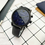 Emporio Armani Luigi Analog Blue Dial Black Leather Strap Watch For Men - AR11351 Buy Now By Emporio Armani