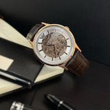 Emporio Armani Meccanico Automatic Silver Dial Brown Leather Strap Watch For Men - AR60039 Buy Now By Emporio Armani