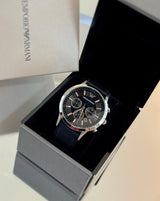 Emporio Armani Giovanni Analog Black Dial Black Leather Strap Watch For Men - AR11431 Buy Now By Emporio Armani