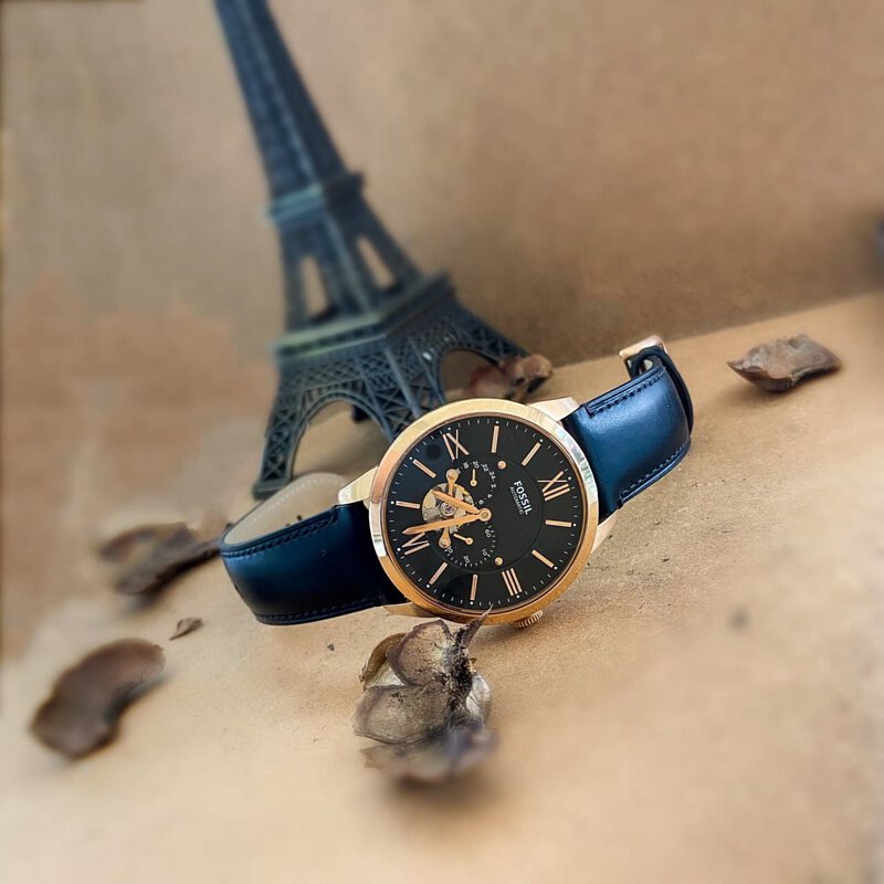 Fossil Townsman Automatic Black Dial Black Leather Strap Watch for Men - ME3170 Buy Now By Fossil