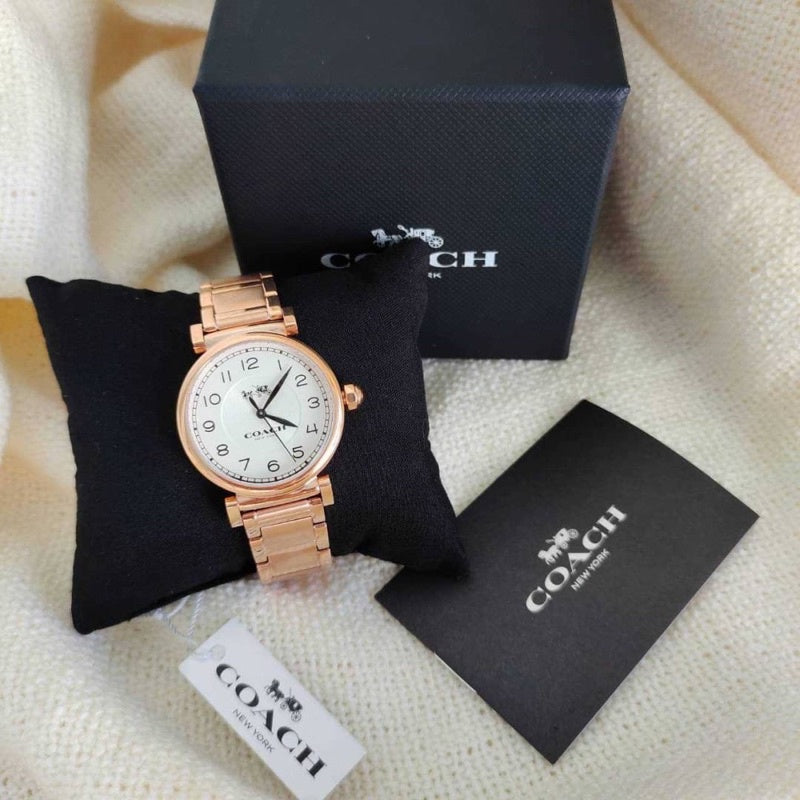 Coach Madison White Dial Rose Gold Steel Strap Watch for Women - 14502395 Buy Now By Coach