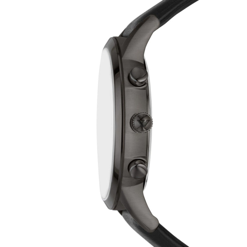 Emporio Armani Renato Chronograph Silver Dial Black Leather Strap Watch for Men - AR11473 Buy Now By Emporio Armani