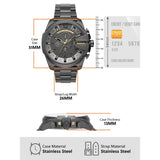 Diesel Mega Chief Chronograph Grey Dial Grey Steel Strap Watch For Men - DZ4466