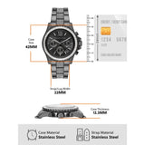 Michael Kors Everest Chronograph Black Dial Grey Steel Strap Watch For Women - MK6974