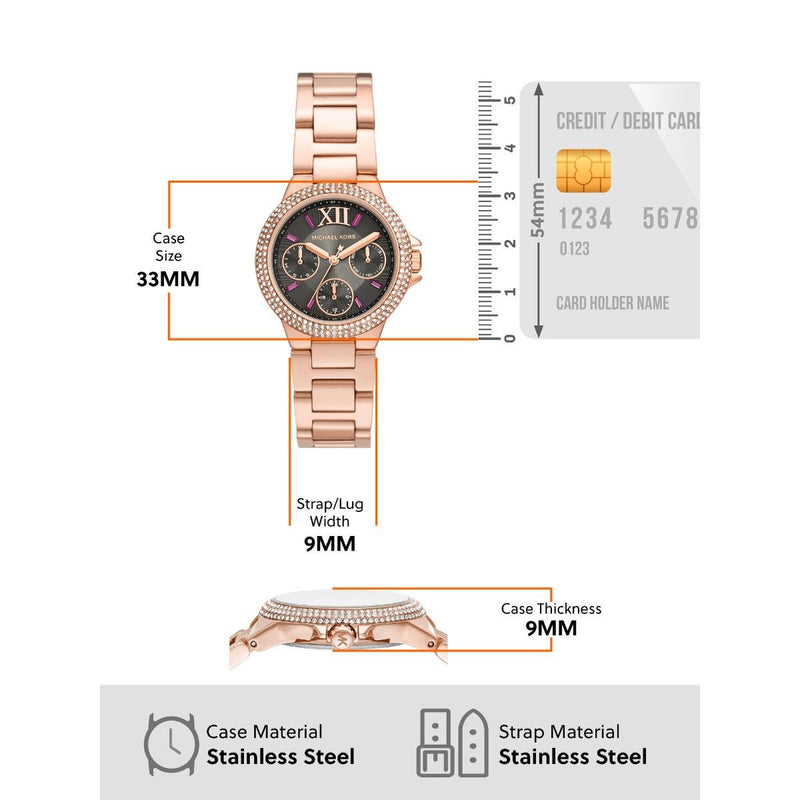 Michael Kors Camille Chronograph Grey Dial Rose Gold Steel Strap Watch For Women - MK6983 Buy Now By Michael Kors
