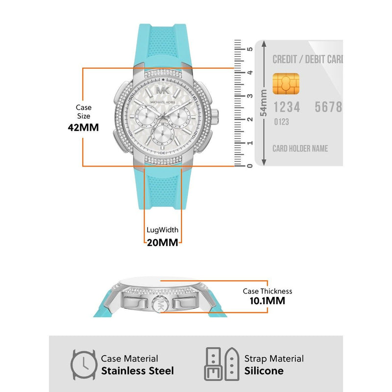 Michael Kors Sidney Multifunction Analog White Dial Turquoise Silicone Strap Watch For Women - MK7246 Buy Now By Michael Kors