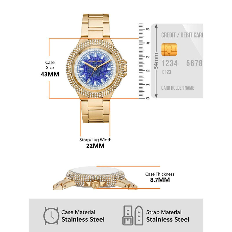 Michael Kors Camille Analog Blue Dial Gold Steel Strap Watch For Women - MK7341 Buy Now By Michael Kors