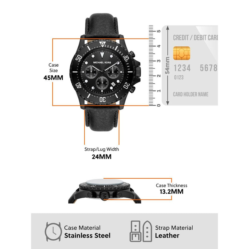 Michael Kors Everest Chronograph Black Dial Black Leather Strap Watch For Men - MK9053 Buy Now By Michael Kors