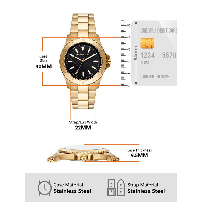 Michael Kors Everest Three-Hand Black Dial Gold Steel Strap Watch For Men - MK9078 Buy Now By Michael Kors