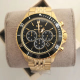Michael Kors Bayville Chronograph Black Dial Gold Steel Strap Watch For Men - MK8726