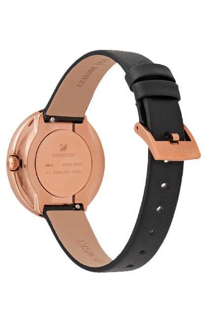 Swarovski Crystalline Pure Black Dial Black Leather Strap Watch for Women - 5275043 Buy Now By Swarovski