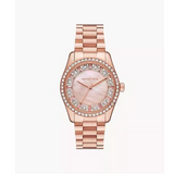 Michael Kors Lexington Three Hand Mother of Pearl Pink Dial Rose Gold Steel Strap Watch For Women - MK7444 Buy Now By Michael Kors