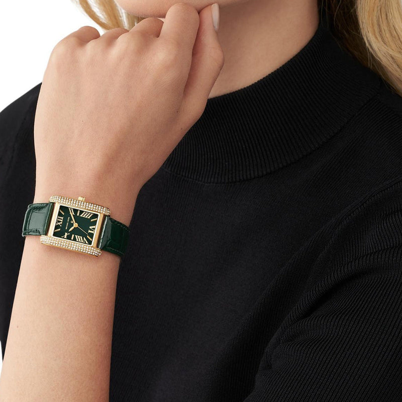 Michael Kors Emery Quartz Diamonds Green Dial Green Leather Strap Watch For Women - MK4697 Buy Now By Michael Kors