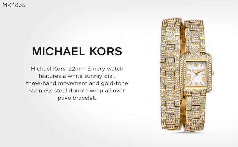 Michael Kors Emery Analog Crystals White Dial Gold Steel Strap Watch for Women - MK4835 Buy Now By Michael Kors