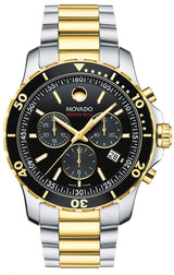 Shop Movado Series 800 Chronograph Black Dial Two Tone Steel Strap Watch For Men - 2600146 in USA