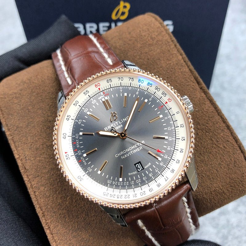 Shop Breitling Navitimer 1 Automatic 41mm Black Dial Brown Leather Strap Mens Watch - U17326211M1P1 in USA