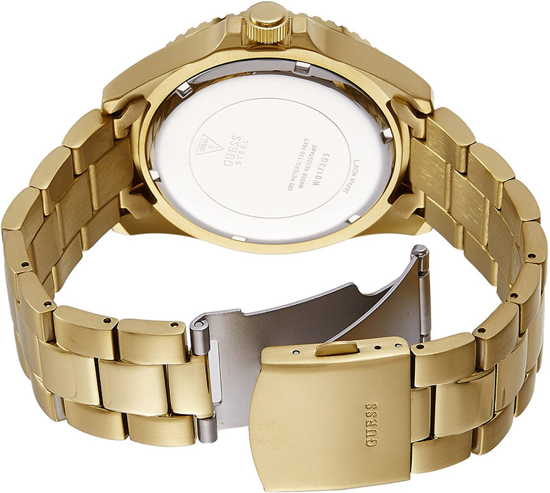 Shop Guess Chaser Multifunction Blue Dial Gold Steel Strap Watch for Men - W0172G5 in USA