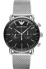 Emporio Armani Luigi Black Dial Silver Mesh Bracelet Watch For Men - AR8032 Buy Now By Emporio Armani