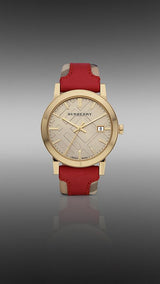 Burberry The City Gold Dial Orange Leather Strap Watch for Women - BU9017 Buy Now By Burberry