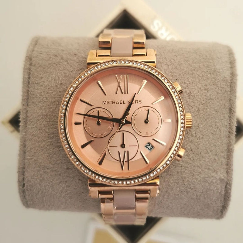 Michael Kors Sofie Chronograph Rose Gold Dial Rose Gold Steel Strap Watch For Women - MK6560 Buy Now By Michael Kors