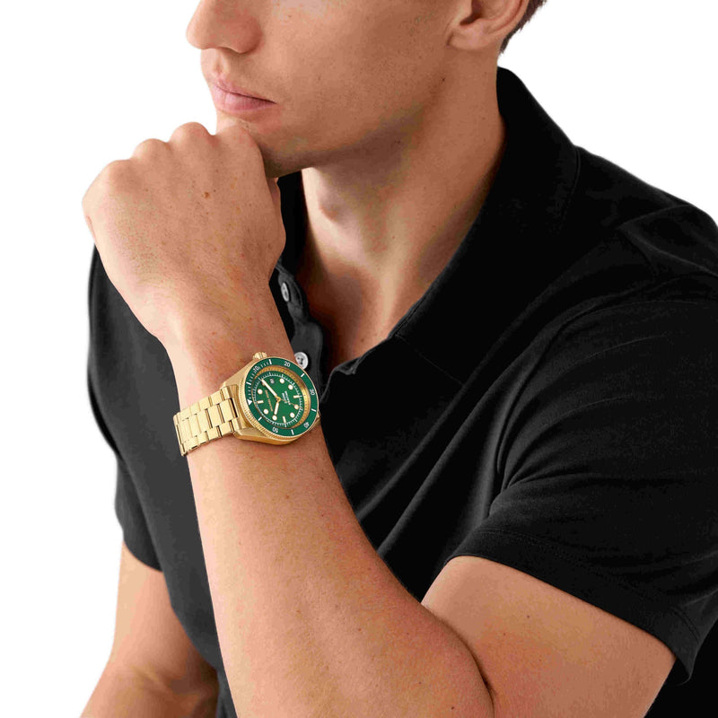 Michael Kors Maritime Analog Green Dial Gold Steel Strap Watch for Men - MK9162 Buy Now By Michael Kors