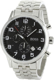 Hugo Boss Aeroliner Chronograph Black Dial Silver Steel Strap Watch For Men - 1512446