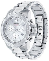 Shop Movado Series 800 Chronograph Silver Dial Silver Steel Strap Watch For Men - 2600111 in USA