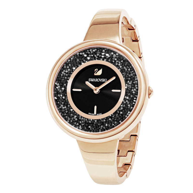 Swarovski Crystalline Pure Black Dial Rose Gold Steel Strap Watch for Women - 5295334 Buy Now By Swarovski