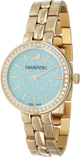Shop Swarovski Daytime Crystals Turquoise Dial Gold Steel Strap Watch for Women - 5182212 in USA