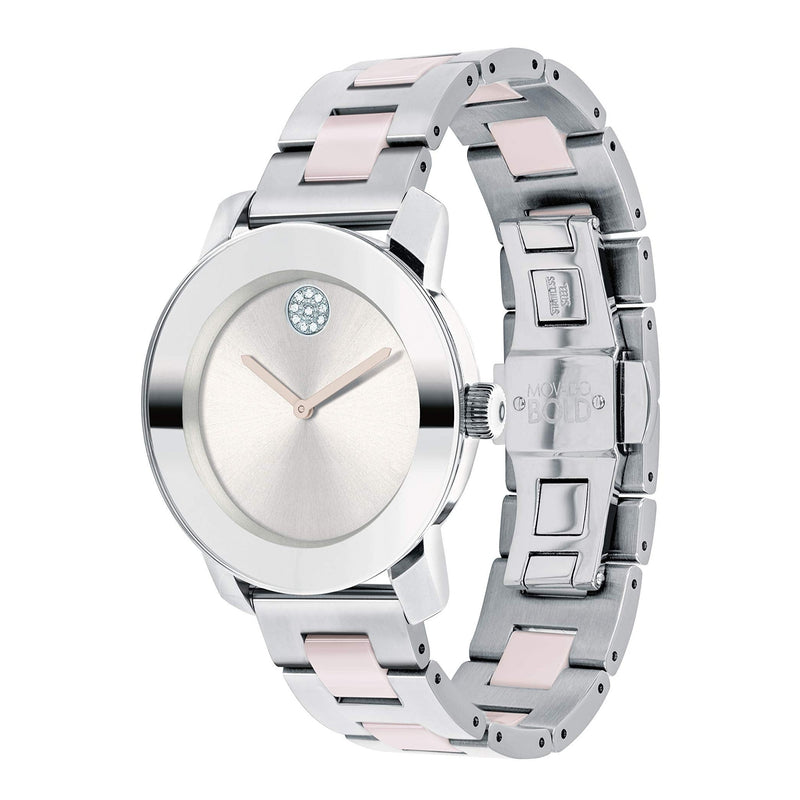Shop Movado Bold Silver Dial Two Tone Steel Strap Watch for Women - 3600702 in USA