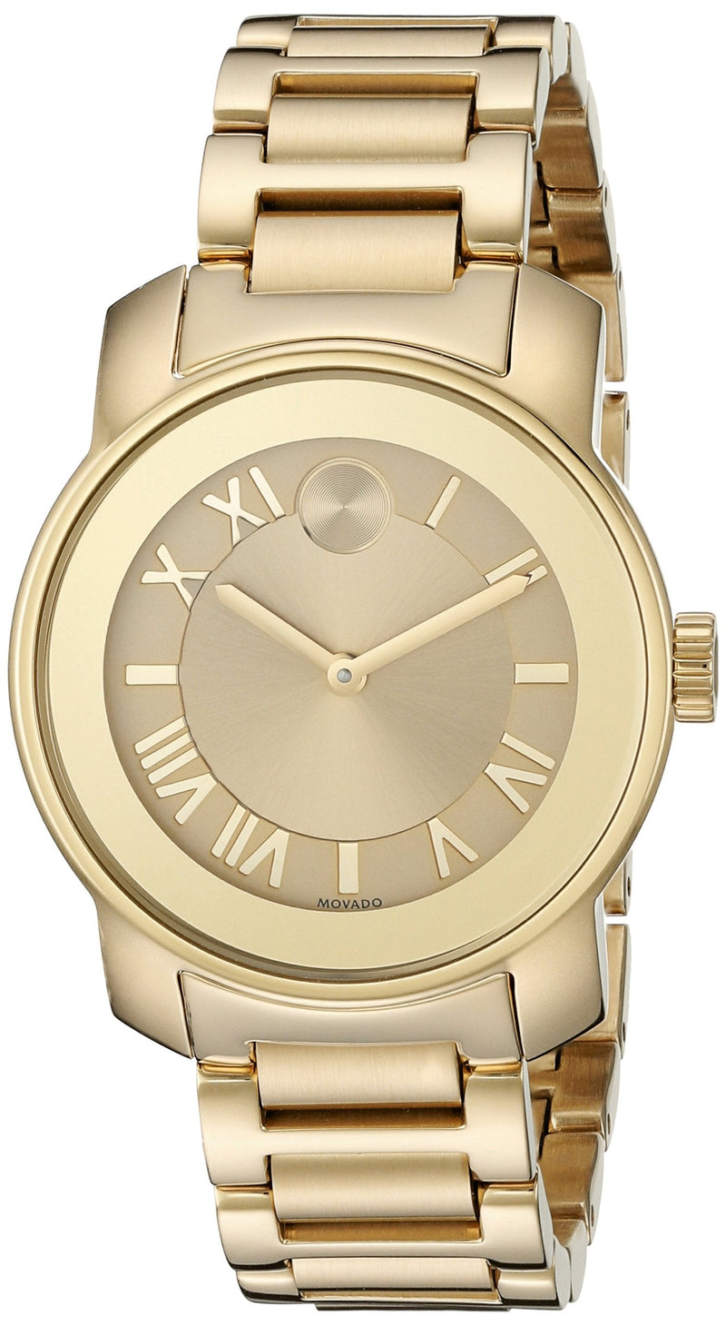 Shop Movado Bold Gold Dial Gold Steel Strap Watch for Women - 3600323 in USA