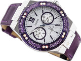 Shop Guess Limelight Quartz Silver Dial Purple Leather Strap Watch For Women - W0775L6 in USA
